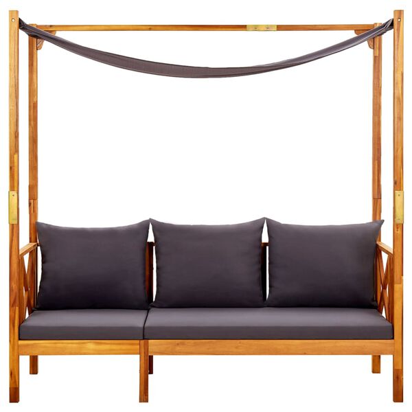 vidaXL Градинска пейка със сенник, акациево дърво масив