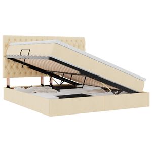 vidaXL Легло с място за съхранение и матрак Кремав 160 x 200 cm