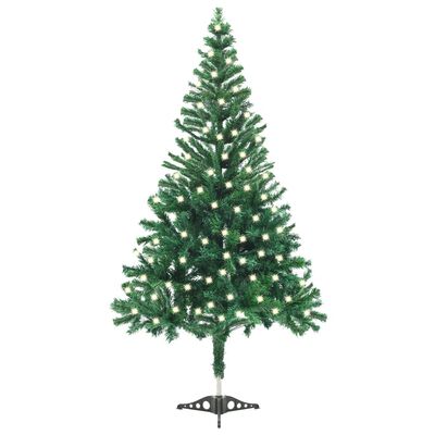 vidaXL Изкуствена осветена коледна елха със стойка, 120 см, 230 клонки
