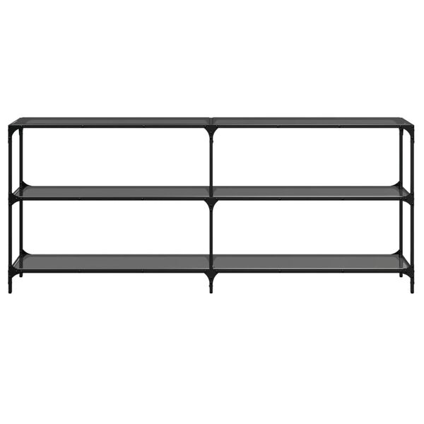 vidaXL Конзолна маса с черен стъклен плот 194,5x30x81 см стомана