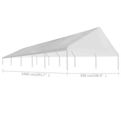 vidaXL Покривало за парти шатра, 5х10 м, бяло