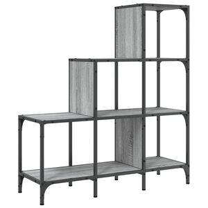 vidaXL Библиотека, сив сонома, 92x30x102 см, инженерно дърво и метал