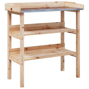 vidaXL Маса за разсаждане с рафтове 78x38x82,5 см масивна ела