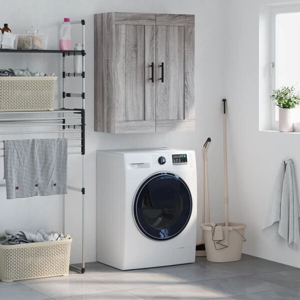 vidaXL Стенен шкаф сив сонома 69,5x34x90 см инженерно дърво