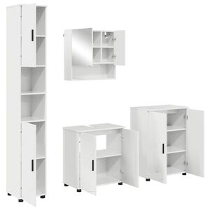 vidaXL Комплект мебели за баня 4 бр. Лъскаво бяло 61 x 35 x 64 см