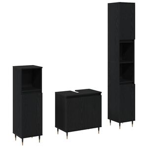 vidaXL Комплект мебели за баня 3 pcs Черния дъб 30 x 30 x 190 см