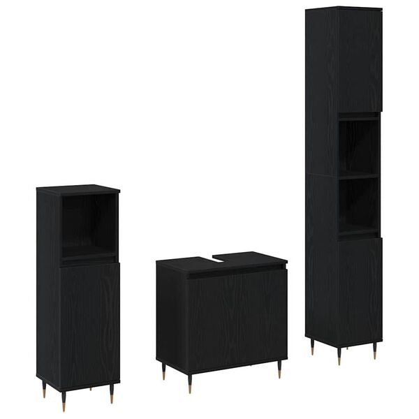 vidaXL Комплект мебели за баня 3 pcs Черния дъб 30 x 30 x 190 см