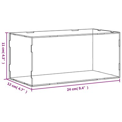 vidaXL Кутия витрина, прозрачна, 24x12x11 см, акрил