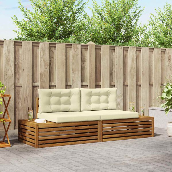 vidaXL Комплект дивани за открито 2 Брой Натурален и Крема