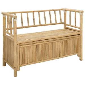 vidaXL Градинска Пейка за Съхранение 110 x 47 x 80 см Бамбук Естествен
