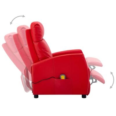 vidaXL Електрически масажен стол, червен, изкуствена кожа