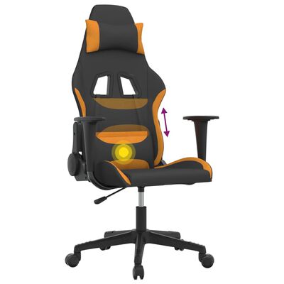 vidaXL Масажен гейминг стол, черно и оранжево, плат