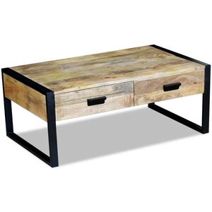 vidaXL Маса за кафе с 2 чекмеджета, твърдо мангово дърво, 100x60x40 cм