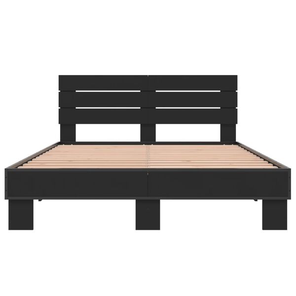 vidaXL Рамка за легло, черна, 140x190 см, инженерно дърво и метал