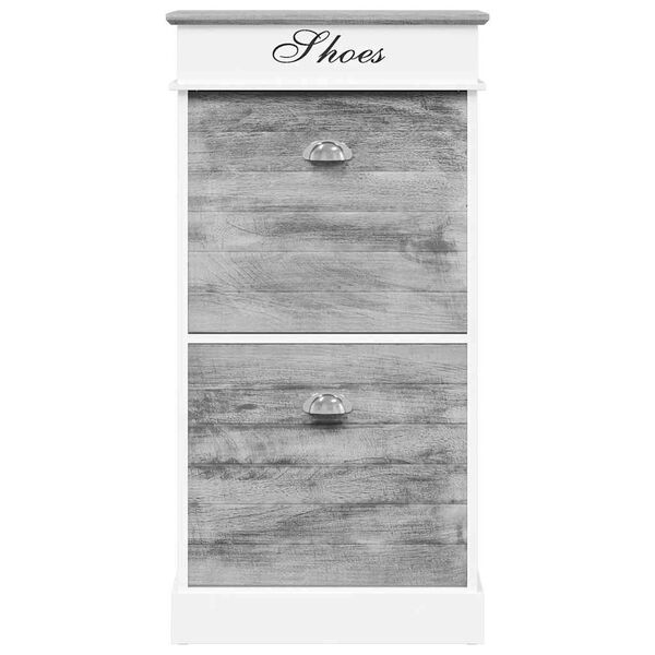 vidaXL Шкаф за обувки, сив, 50x28x98 см, дърво от пауловния