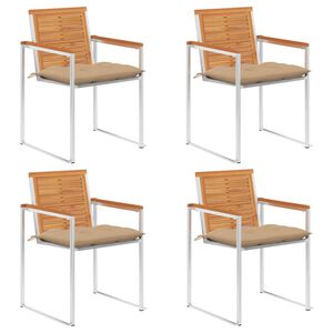 vidaXL Градински столове 4 бр с възглавници масивно акациево дърво