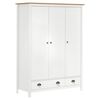 vidaXL Гардероб с 3 врати Hill бял 127x50x170 см борово дърво масив