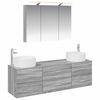 vidaXL Комплект мебели за баня 4 pcs Сив Сонома