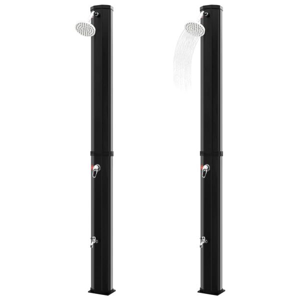 vidaXL Външен соларен душ с душ слушалка и кран 35 л черен