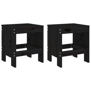 vidaXL Градински табуретки 2 бр черни 40x36x45 см борово дърво масив