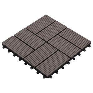vidaXL Плочка за decking 11 pcs Тъмен кафяв 30 x 30 cm WPC