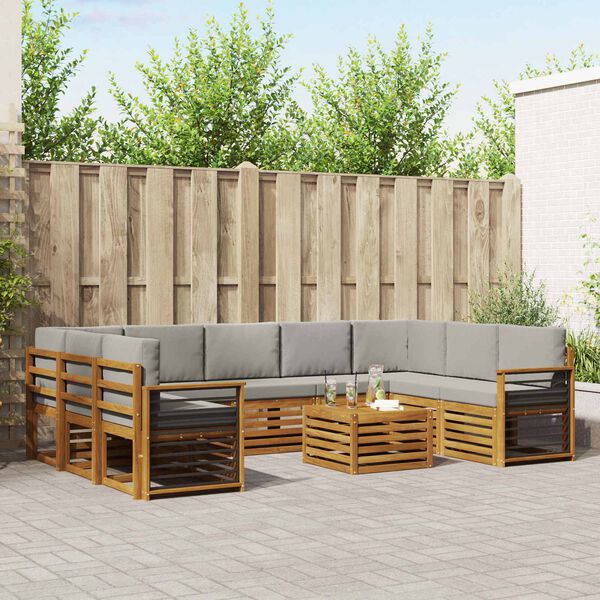 vidaXL Комплекти дивани с възглавница 10 pcs Естествено и светло сиво