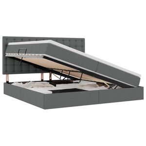 vidaXL Легло с място за съхранение и LED с LED Тъмен сив 200 x 200 cm