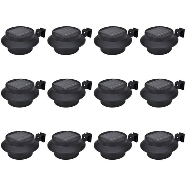 vidaXL Външни соларни лампи за ограда 12 бр LED черни