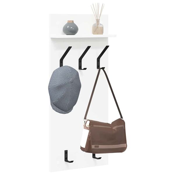 vidaXL Стенен закачалка за палта Бяло 40 x 10 x 90 см Инженерно дърво