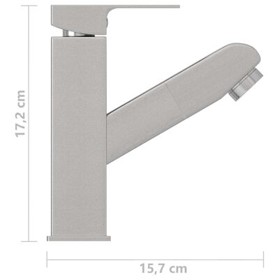 vidaXL Смесител за баня с функция за издърпване, сребрист, 157x172 мм