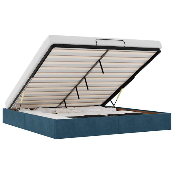 vidaXL Османска рамка за легло без матрак, тъмносиня, 160x200см кадифе