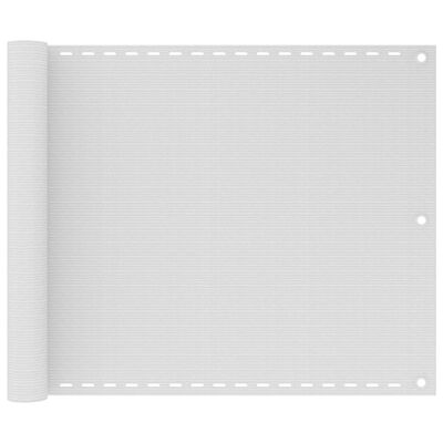 vidaXL Балконски екран, HDPE, 75x600 см, бял