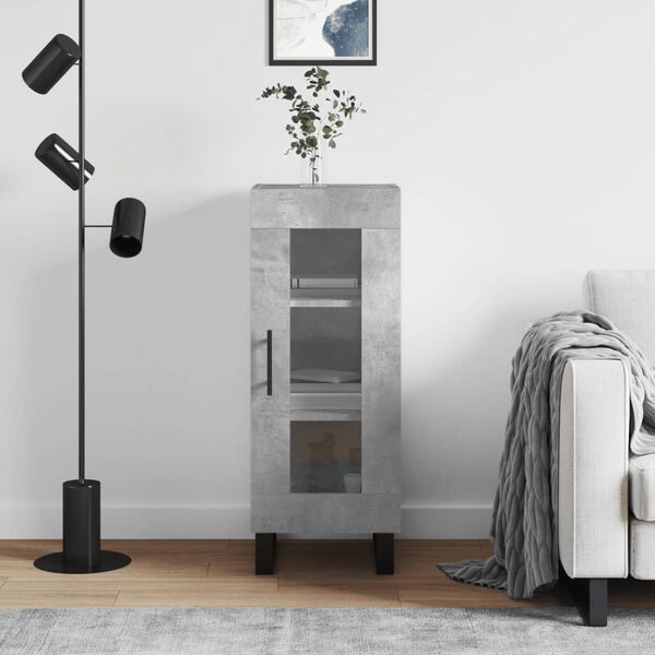 vidaXL Сайдборд, бетонно сив, 34,5x34x90 см, инженерно дърво