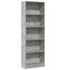 vidaXL Библиотека, бетонно сива, 60x24x176 см, инженерно дърво