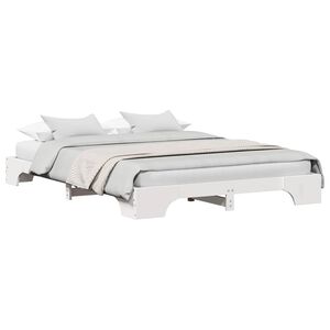 vidaXL Рамка за легло Бяло 140 x 200 cm Солидно борово дърво