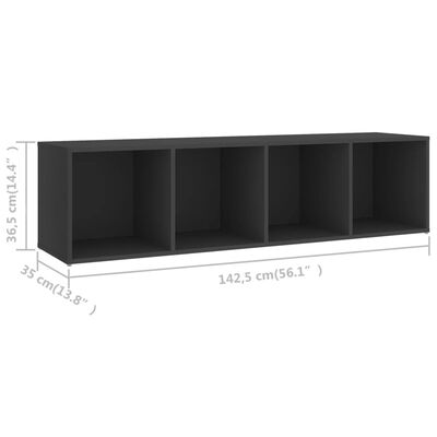 vidaXL ТВ шкафове, 2 бр, сиви, 142,5x35x36,5 см, ПДЧ