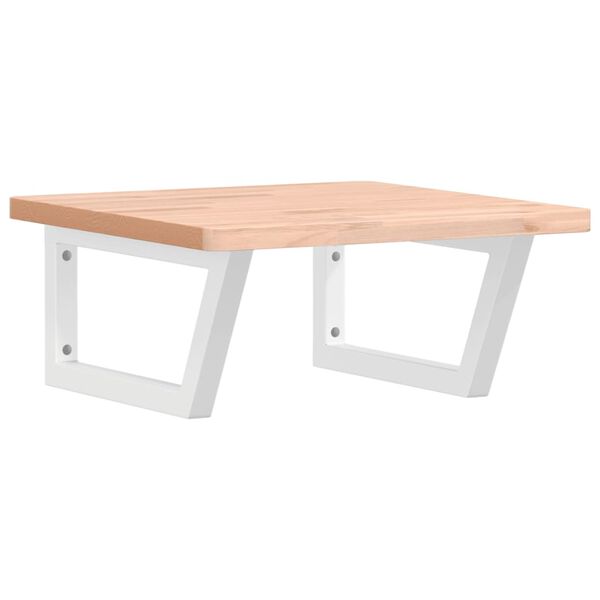 vidaXL Стенен рафт за мивка, стомана и масивно дърво бук