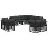 vidaXL Комплект дивани за открито 11 pcs Черно и тъмно сиво Полиестер