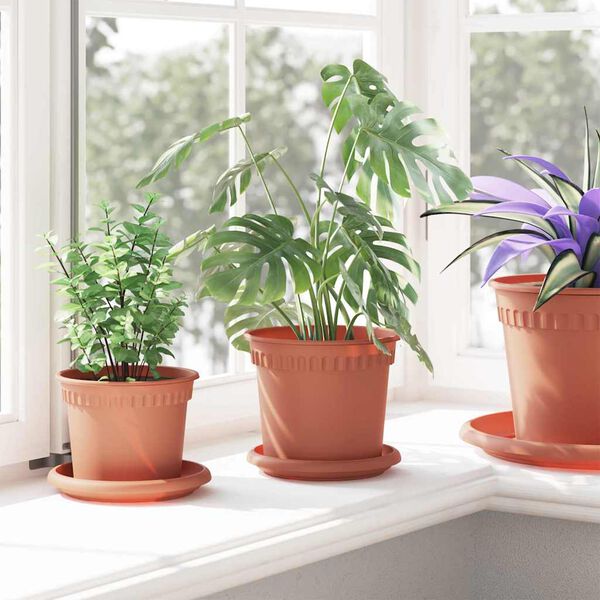 vidaXL Кръгла саксия за цветя 24 pcs Червено тухла &Oslash; 15 x 12 cm