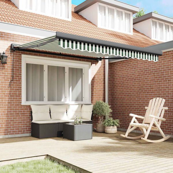 vidaXL Сенник Зелен и бял 300 x 250 x 165 см Полиестер и алуминий