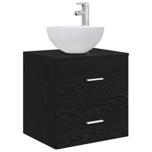 vidaXL Стенен мивка с шкаф Черен дъб 49,5 x 35 x 63 см
