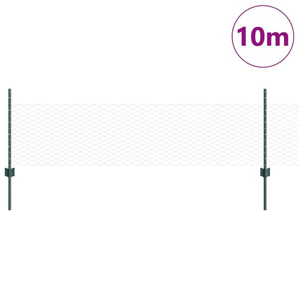 vidaXL Ограда с пост Зелен 0,5 x 10 м Стомана и PVC