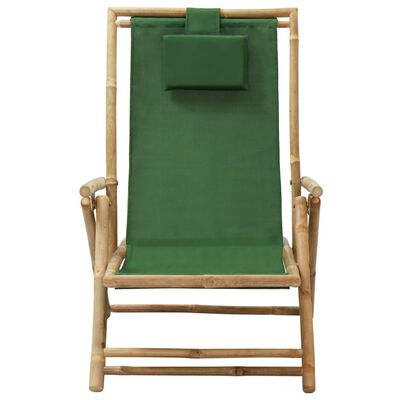 vidaXL Наклоняем стол за релакс, зелен, бамбук и текстил