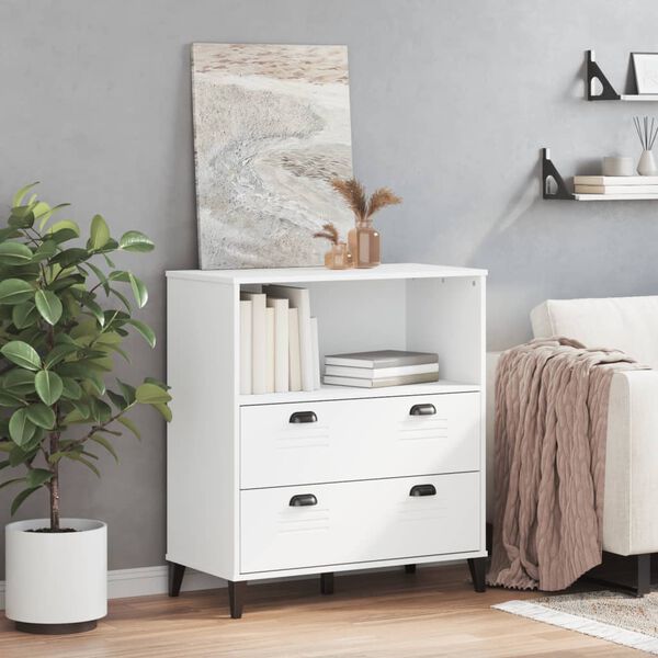 vidaXL Библиотека "VIKEN", бяла, 80x40x90 см, инженерно дърво