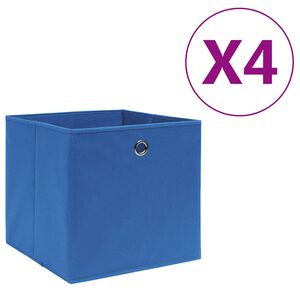 vidaXL Кутии за съхранение, 4 бр, нетъкан текстил, 28x28x28 см, сини