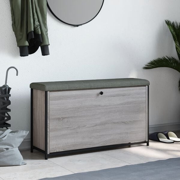 vidaXL Пейка за обувки с подвижно чекмедже, сив сонома, 102x32x56 см