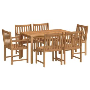 vidaXL Градински комплект за хранене, 7 части, 140x80 см, масивно тиково дърво