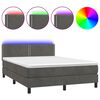 vidaXL Боксспринг легло с матрак и LED, тъмносиво, 140x190 см, кадифе