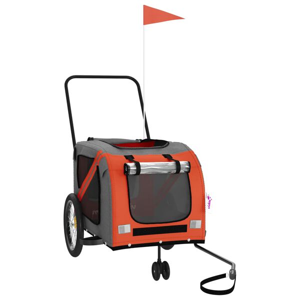 vidaXL Ремарке за колело за любимци оранжев и сив Оксфорд плат желязо