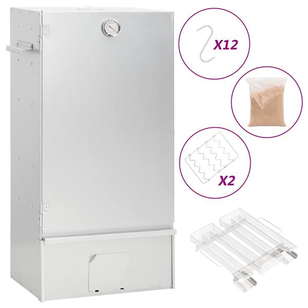 vidaXL Барбекю пещ димогенератор за студено пушене поцинкована стомана